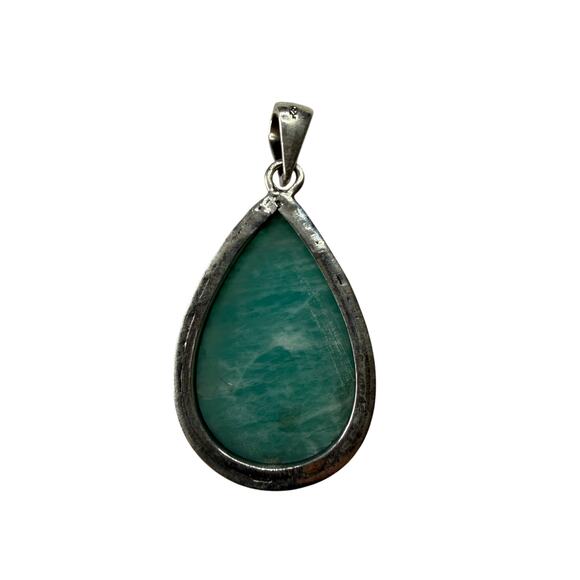 925 Sterling Silver Teardrop Amazonite Pendant - Picture 3 of 3